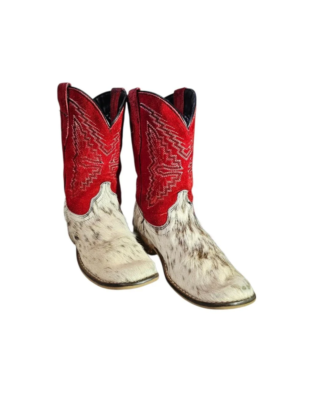 Rock'em Kids Cowhide Cowboy Boot - Red/White Size 1.5